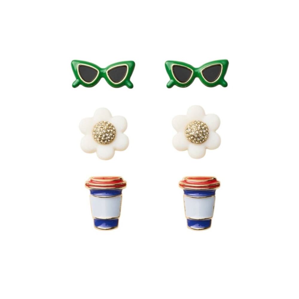 Kate Spade New York x‎ Target Green Blue White Mixed Novelty Stud Earrings 3pk